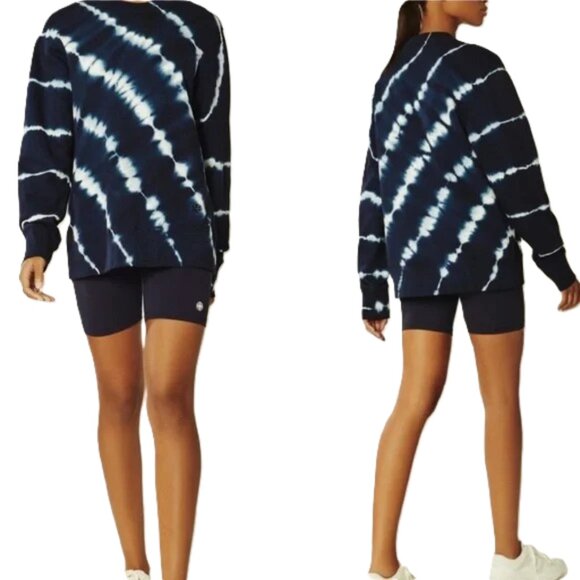 Tory Burch Sport Sweatshirt French Terry Tie Dye Ocean Mist Blue Small - Picture 3 of 9